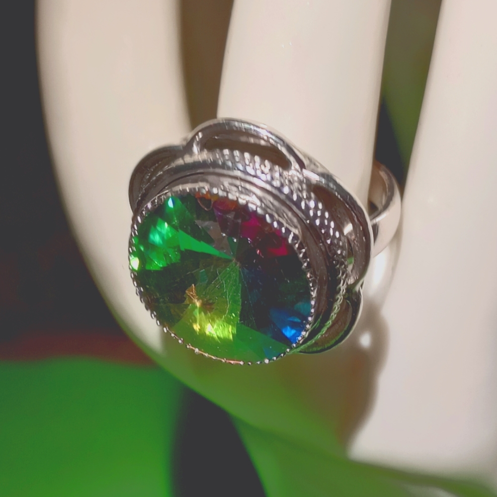 Unique Vintage Whiting & Davis Ring w/ Earrings Set